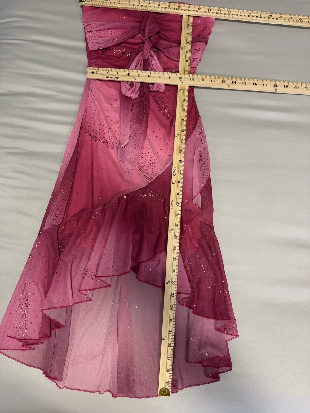 Taboo Pink Ombre Strapless High-Low Chiffon Dress - Picture 6 of 13
